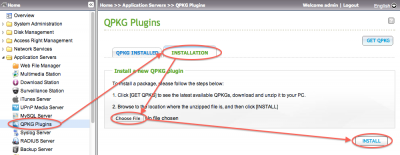 QNAP - Installing QPKGs (remember to unzip first!)