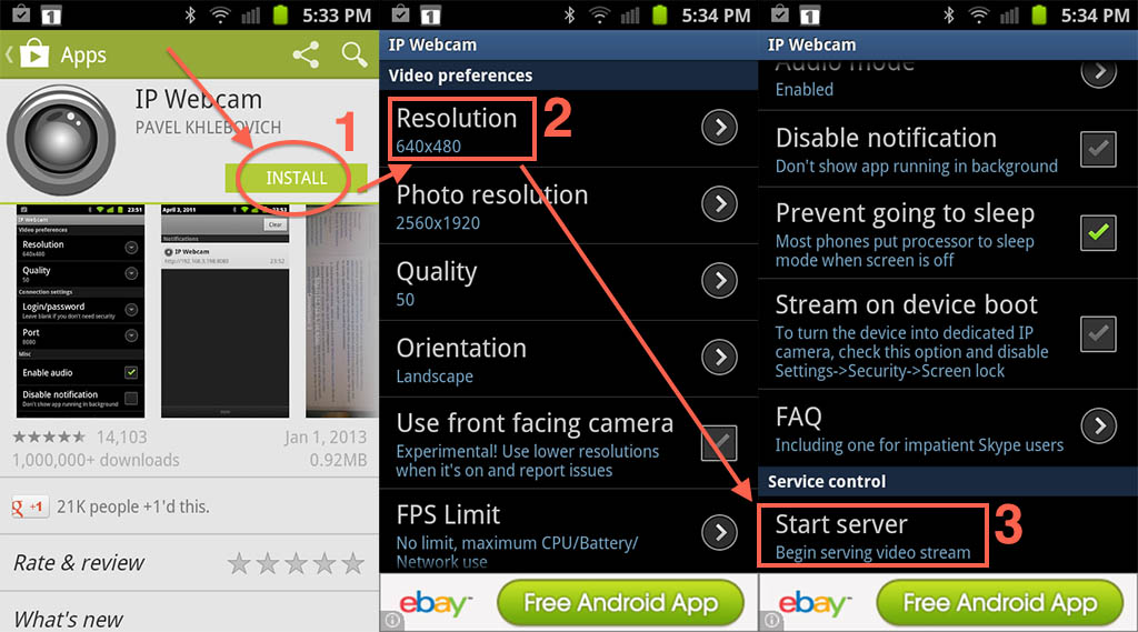 use android phone as ip camera
