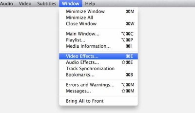 Select the Video Effect from the Windows Menu