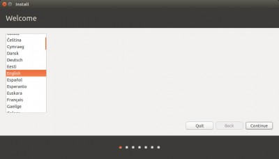 Ubuntu Setup - Select Language
